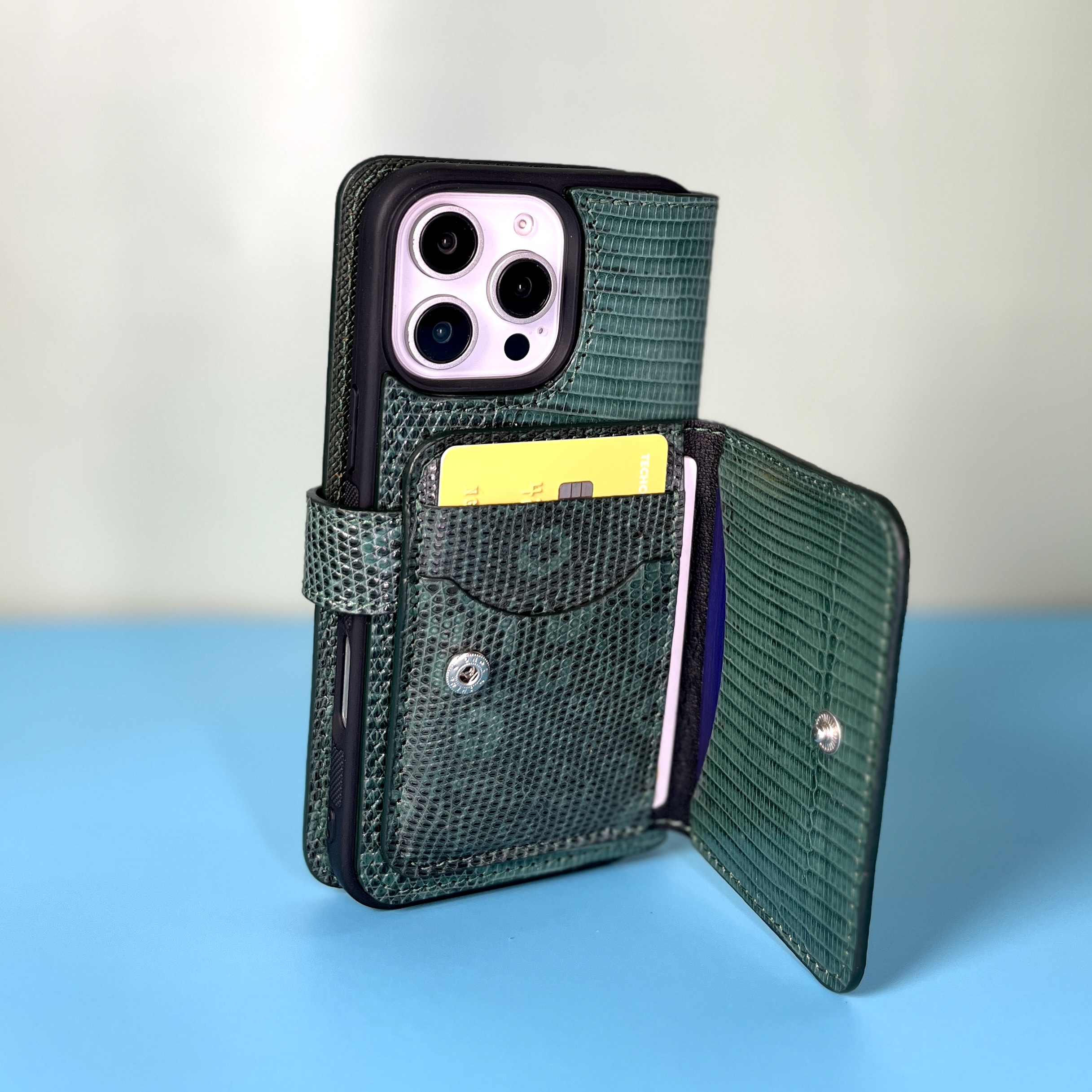 Ốp bao da Flip thủ công Cover kèm ví mini Wallet - Kỳ Đà